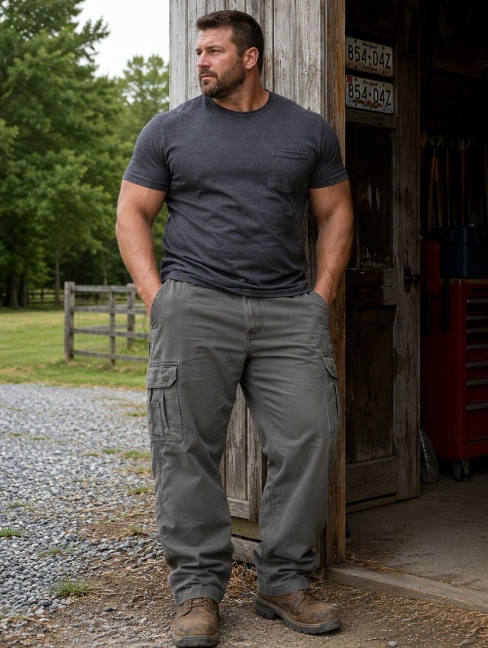 RedHead Cargo Pants Mens 38x30 Gray Stretch Utility Workwear Casual Outdoor